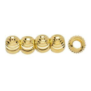 14K Gold Plate Fluted Beads--5mm Gold Elegance--4 Round Beads Jewelry Findings